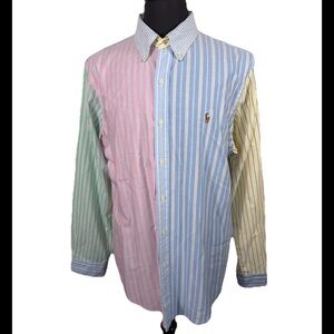 POLO RALPH LAUREN MIX MATCH COLOR BLOCK OCBD SHIRT SZ L EASTER COLORS